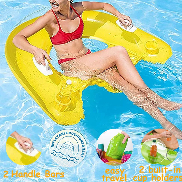 Inflatable Floating Chair With Cup, Pool Float Chair With Drink Holder