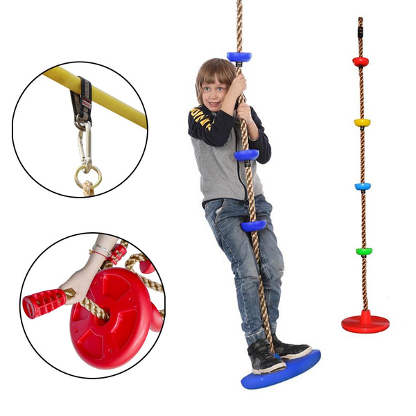 Climbing Rope Disc Tree Swing for Kids-Tree Straps Swings Sets Seat,Outside Toys Kit,Backyard Play Equipment for Kids Yellow