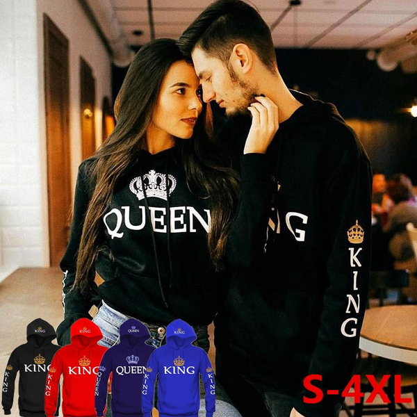 Sudaderas con capucha King Queen para hombres y mujeres sudaderas con capucha para parejas y parejas sudaderas con capucha casuales sudaderas