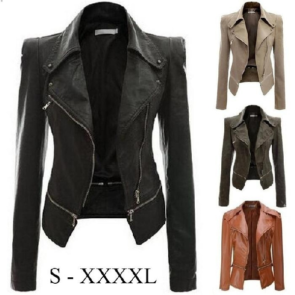 Thin leather cheap jacket womens