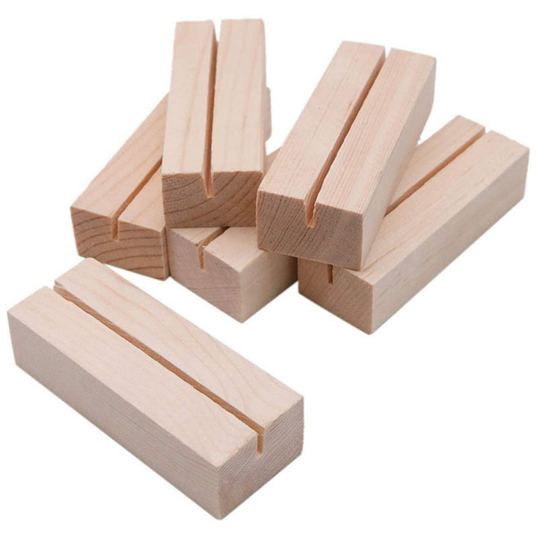 20 Pieces Wood Place Card Holders Wooden Table Number Holder Memo Stand Clamps Desktop Message Crafts For Wedding Dinner Party Decoration Wish Wedding Dinner Party Decoration, Wooden Block Table Numbers Wedding