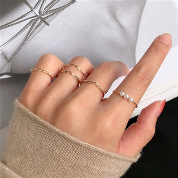 mnjin shapes set gold female different geometry fesvital jewelry ring  fashion ring accessory silver - Walmart.com