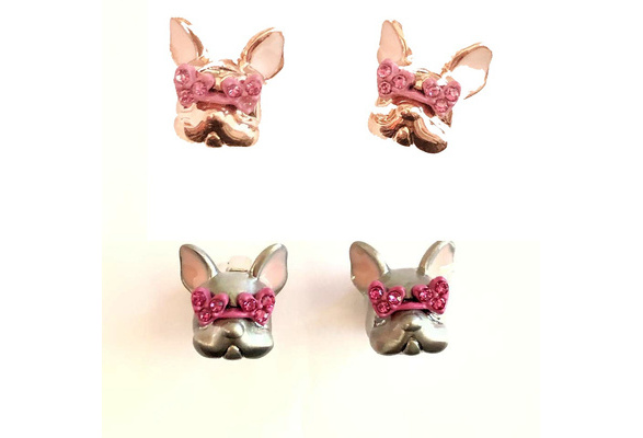 New Kate Spade Francoise French Bulldog Stud Earrings Silver or Rose Gold  Frenchie | Wish