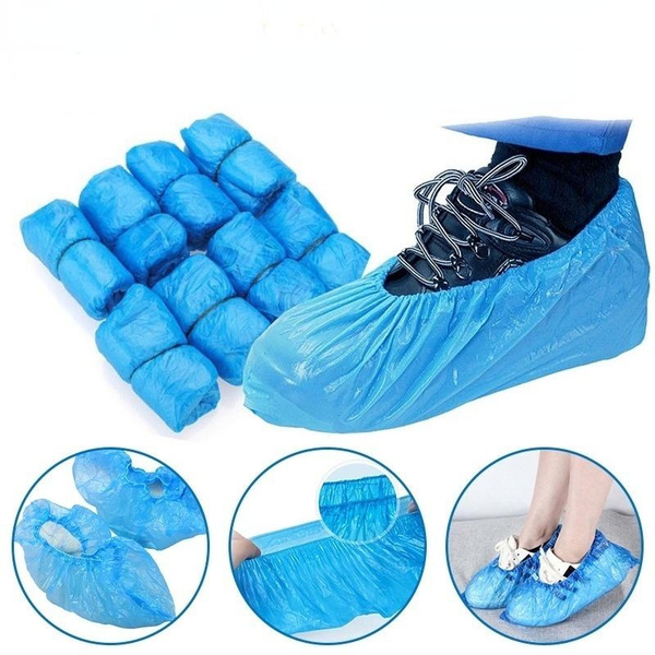 200 PCS Medical Waterproof Boot Covers Plastic Disposable Shoe Covers Overshoes