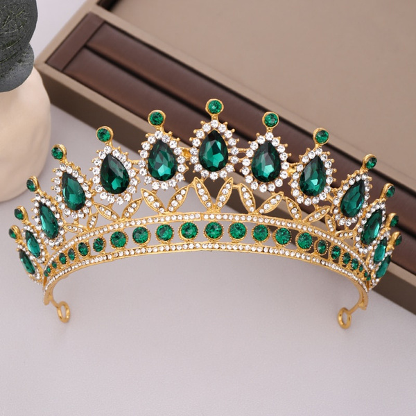 Luxury Green Rhinestone Crystal Wedding Crown Bride Tiaras And Crowns ...