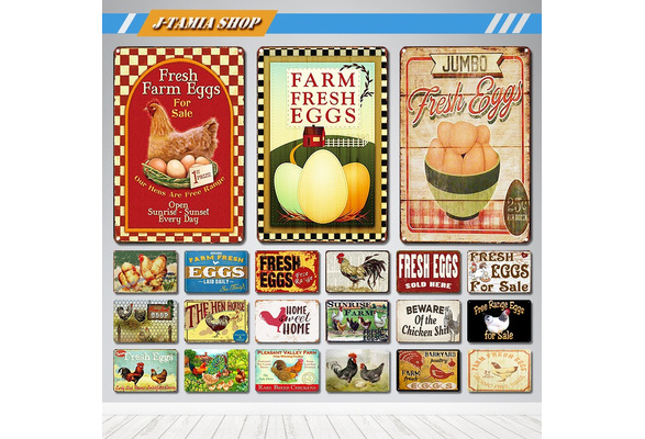 FARM FRESH EGGS ` LARGE METAL TIN SIGN POSTER VINTAGE STYLE KITCHEN FARM FRESH EGGS ` LARGE METAL TIN SIGN POSTER VINTAGE STYLE KITCHEN