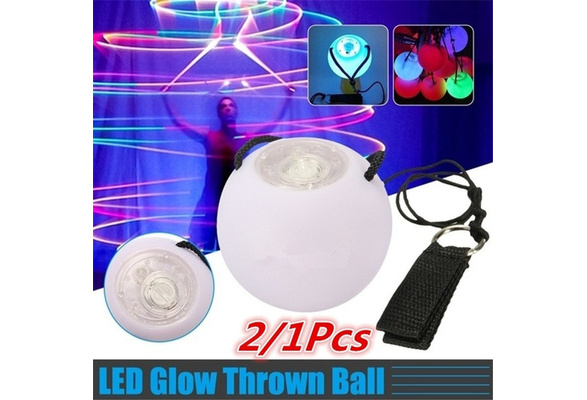 2× LED Multi-Coloured Glow POI Thrown Balls Light up For Belly Dance Hand Props 