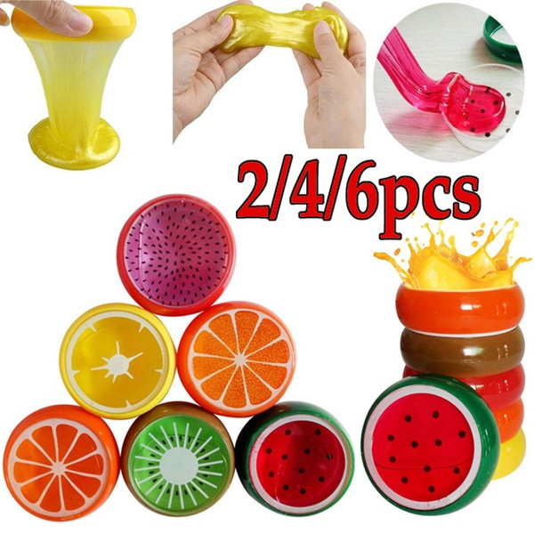6Pcs/Set Colorful Fruit Slime Toy Crystal Mud Fluffy Polymer Clay Plasticin Brf