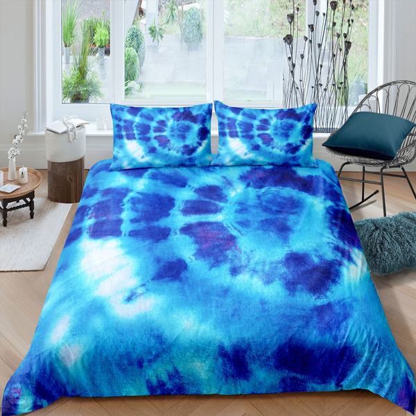 Tie Dye Duvet Cover Set Queen Rainbow Comforter Cover Set Bright Red Blue Spiral Tie Dye Decorative 3 Piece,Colorful Psychedelic Tie Dye Design Abstract Pattern Bedding Set for Children Girls Women 