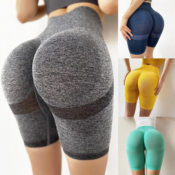 Keepmove Yoga Shorts for Women Double-Layer Sports High Waist Workout Yoga Sports Leggings Fitness Shorts