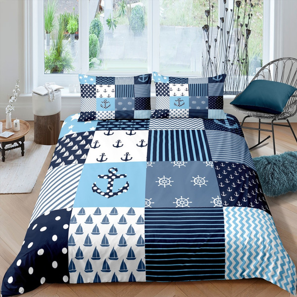 Kids Boys Child Bedroom Quilt Cover, Nautical Cotton Duvet Cover Set