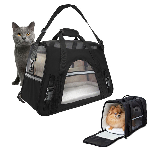 Dog Comfort Black Travel Bag Airline Approved Large Pet Carrier Soft Sided Cat 