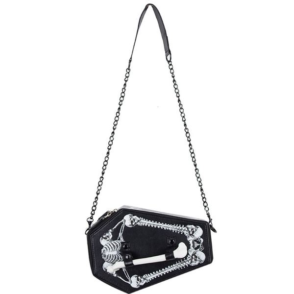 Ladies Handbag Skull Gothic Shoulder Bag Look Punk Bag Purse