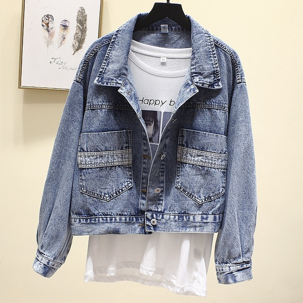 plus size ripped jean jacket