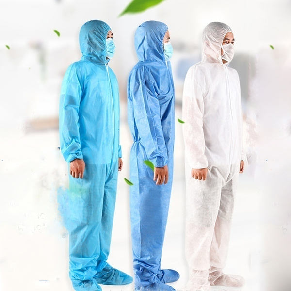 BLUE 10 Disposable Coveralls Overalls Boilersuit Hood Painters Protective Suit 