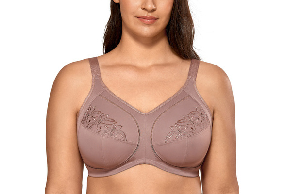 DELIMIRA Women's Floral Embroidery Non-Padded Full Coverage Wireless Bras  Plus Size Comfortable Cotton Linning Everyday Bra 34 36 38 40 42 44 C D DD  E F Cup