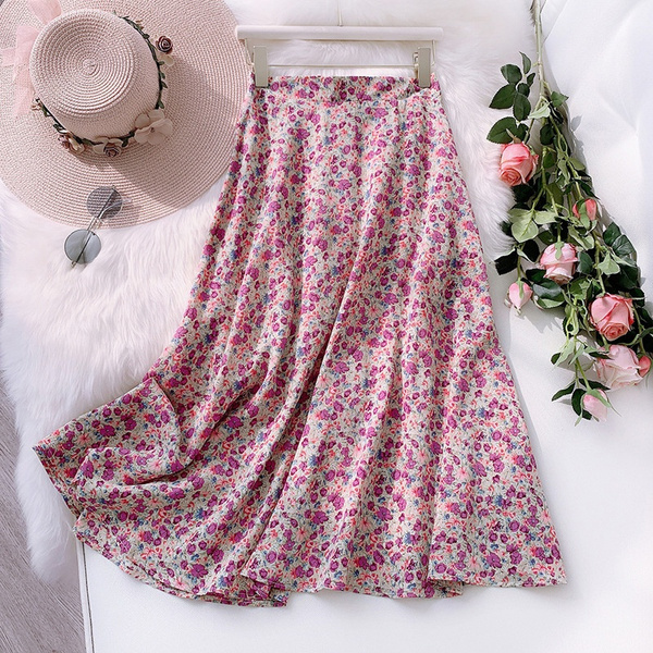 flower print long skirt