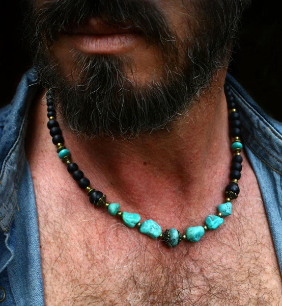 Mens Coconut and Turquoise Necklace.mens Beaded Necklace. Mens - Etsy  Ireland