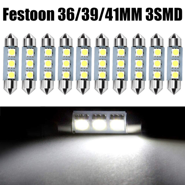 10PCS White 36MM 3 LED 5050 SMD Festoon Dome Car Light Interior Lamp Bulb 12V 10PCS White 36MM 3 LED 5050 SMD Festoon Dome Car Light Interior Lamp Bulb 12V