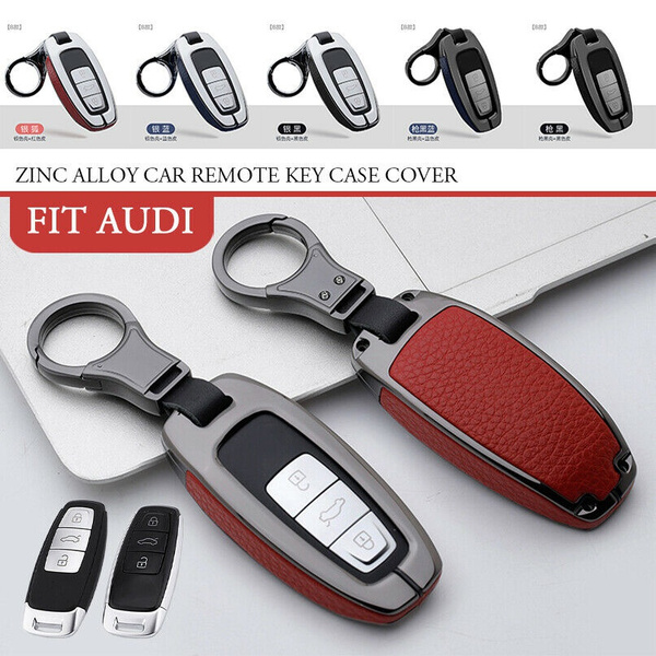 1x Leatherette Metal Key Fob Chain Case Cover For Audi A4 A6 S6 A7 A8 S8 Gun Red 