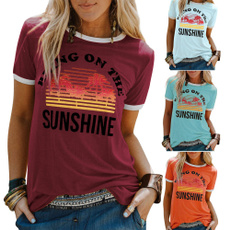 Summer, summer t-shirts, Sleeve, letter print