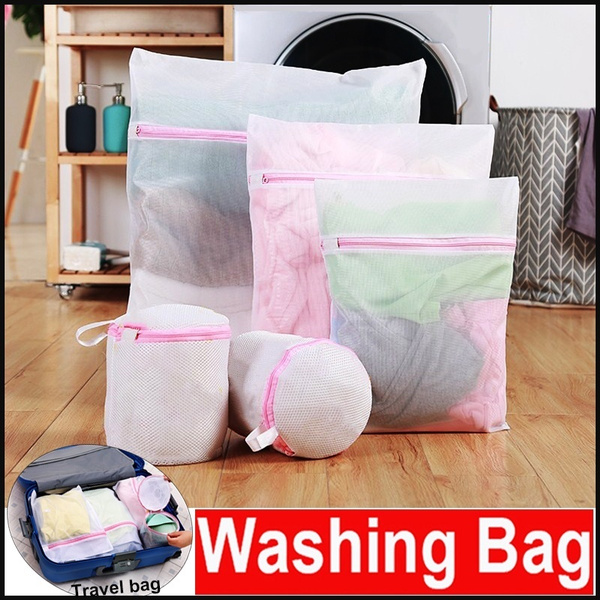 Reusable Mesh Laundry Bags Zipper Wash Bag Washing Bag For Bra Lingerie Socks 