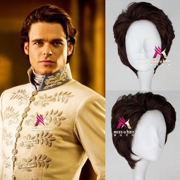 Movie Prince Charming Kit Cosplay Wig Cinderella Short Brown Men s