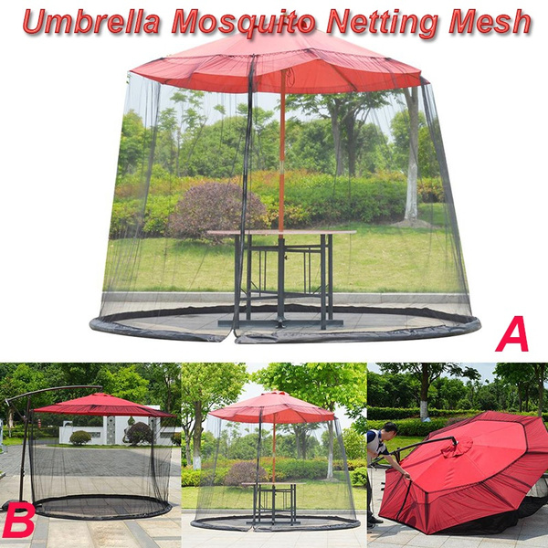 Outdoor Circular Patio Umbrella Mosquito Netting Mesh Screen With Zipper Patio Tables Picnic Net Cover Wish