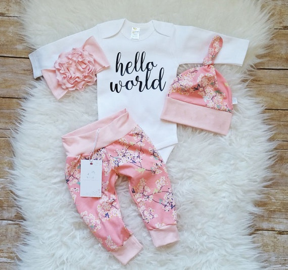 Baby Girl Coming Home Outfit Baby Girl Clothes Hello World 