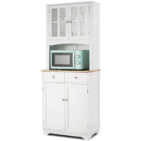 Buffet And Hutch Kitchen Storage Cabinet W Microwave Stand And Storage Shelves Wish