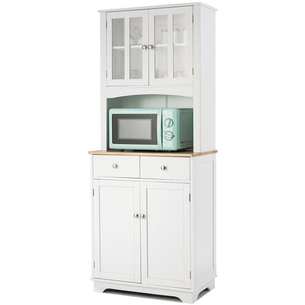 Buffet And Hutch Kitchen Storage Cabinet W Microwave Stand Shelves Wish Hutch Kitchen Storage Cabinet, Microwave Cabinet With Hutch