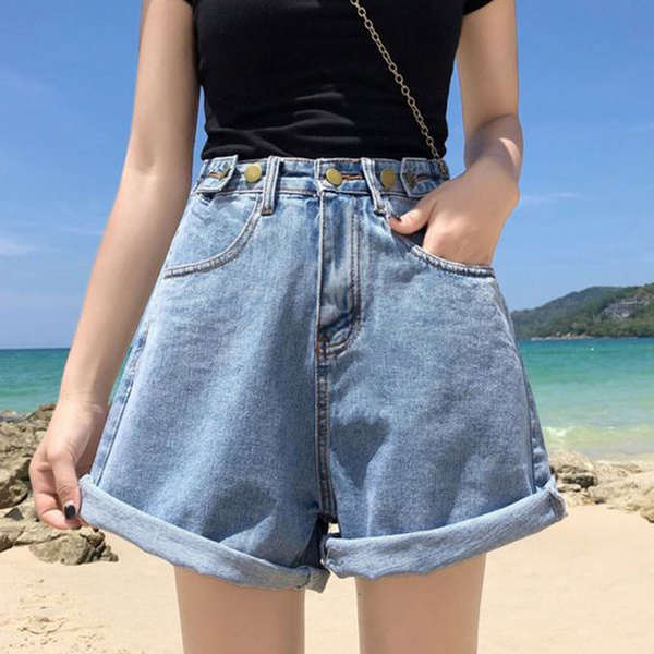 Darted Wide Leg Denim Shorts丨Urbanic