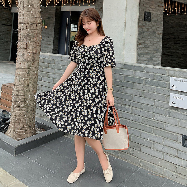 Small daisy dress long dress large women's new summer loose waist ...