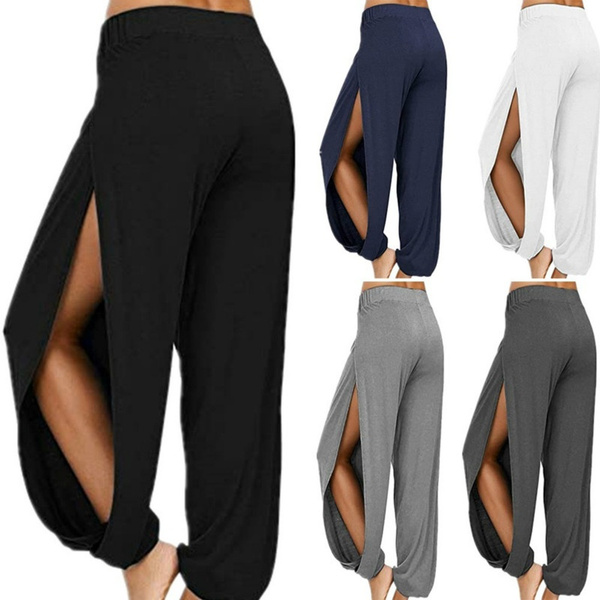 Yoga Clothing fitglam Womens Harem Yoga Pants Side Slit Lounge Workout ...