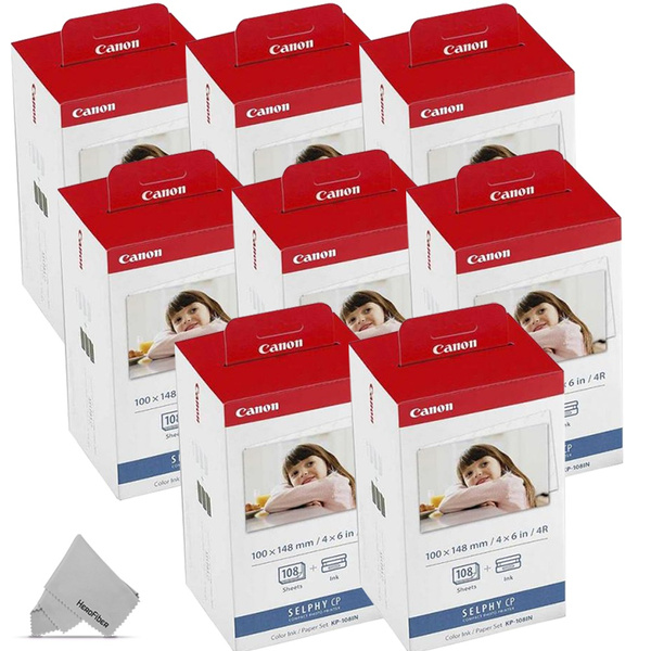 Canon Selphy CP1300 CP1200 4x6 108 shts Color Ink Paper Set KP