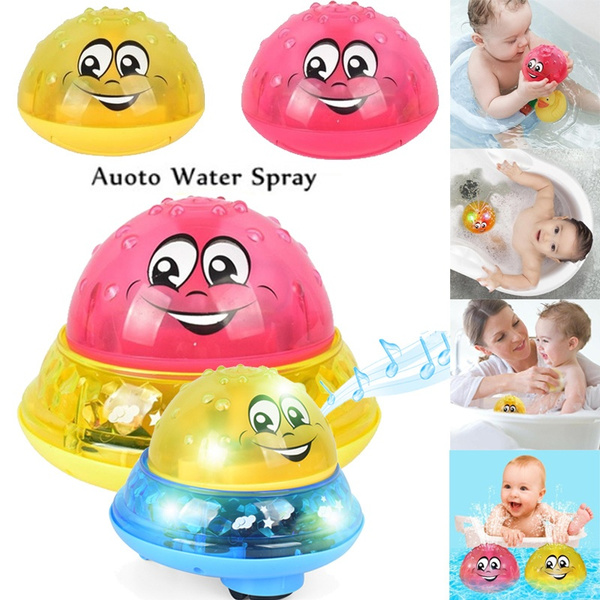 Cute Baby Sprinkler Water Spray Ball Music Light Base for Kids Play Bath Toy 