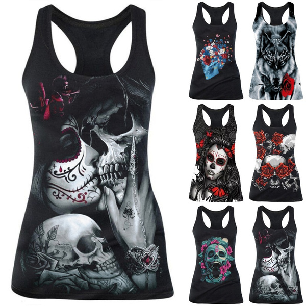 plus size skull tank tops