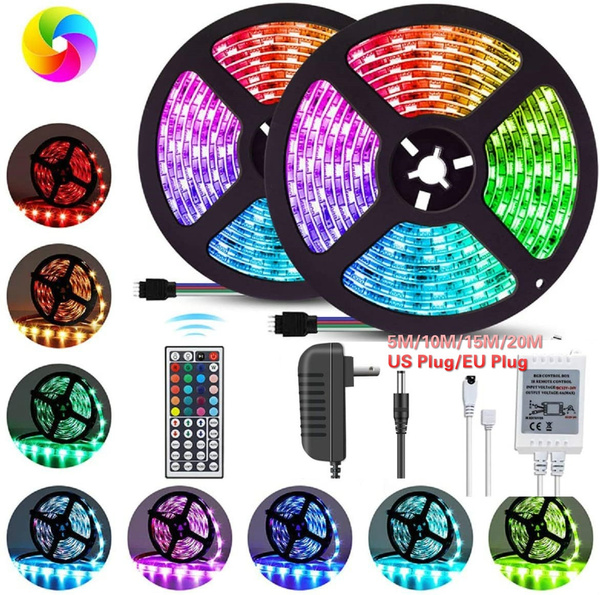 Led Strip Lights 5/10/15/20M SMD 3528 RGB Color Kit Not LED Ribbon for Home/Kitchen Light Strips Power Adapter Included for Bedroom, Party |