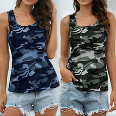 tank top women, sleeveless, Plus Size, camouflage tank tops