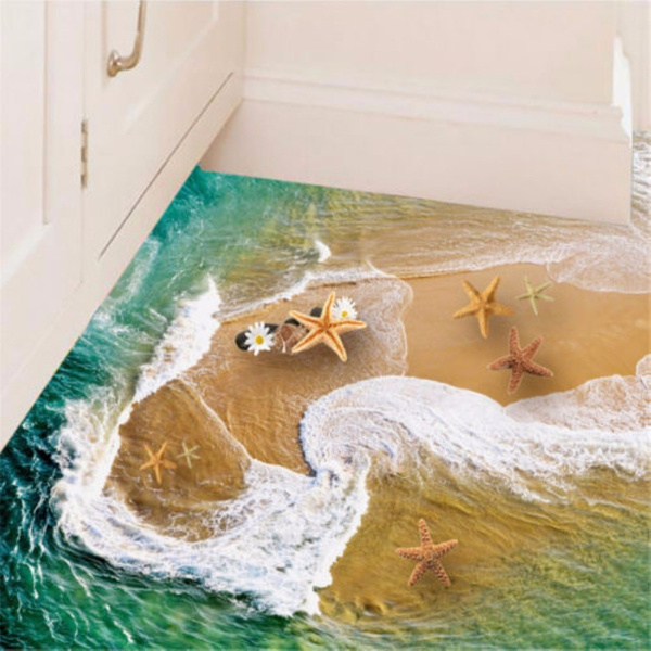 Beach 3D Floor Sticker Wall Vinyl Art Removable Mural Decals Living Room Decors 