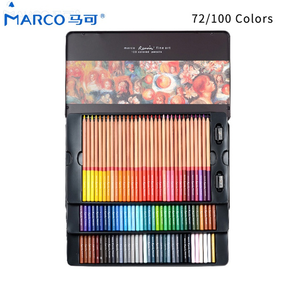 Marco Renoir Fine Sketch Pencils 72/100 Colors Professional Oily Color  Pencils Coloured Drawing Pencil Set Art Supplies For School Office