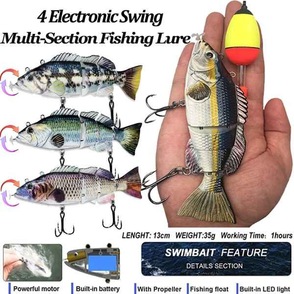 Auveach Auto Swimming Fishing Lures Electric Baits 4-Segements