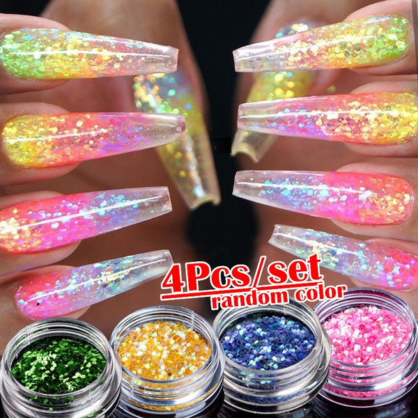 5bag/set Bulk Glitter Nail Art Glitter Hologram Powder Sparkly