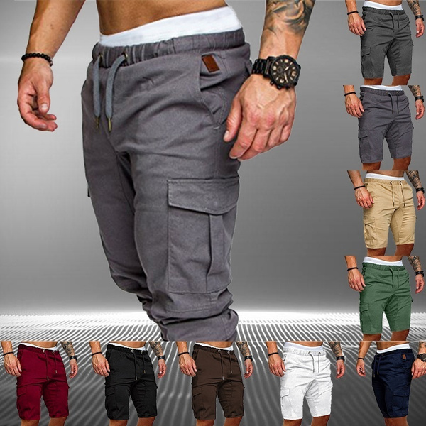 Men Cargo Combat Shorts Half Pant Cotton Multi Pocket Knee Length Casual  Holiday  eBay