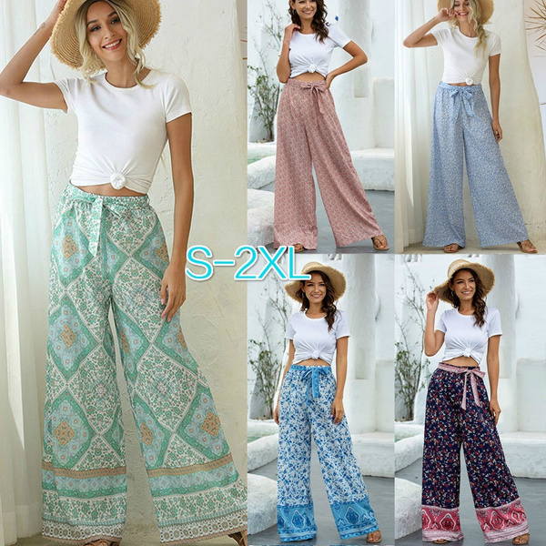 Buy FBYBN Women's Cotton Linen Pants Summer Casual Wide Leg Trousers  Elastic Waist Drawstring Loose Lounge Pants with Pocket Online at  desertcartINDIA