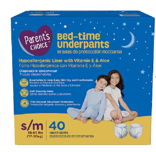 Parent's Choice WMP004 Bed-Time Pull Up Underpants, S/M, 40 Count