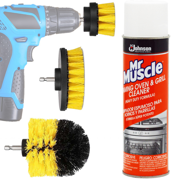 Oven Cleaner kit: Mr Muscle Professional Stove And Grill Cleaner Heavy Duty  Spray For Gas Range Grate, Drill Brush Power Scrubber Attachment Set. Scrub  Bit Brushes Attachments, Shower Tile Bathtub.