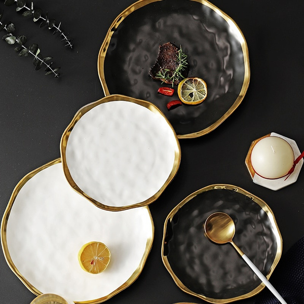 gold ceramic plates