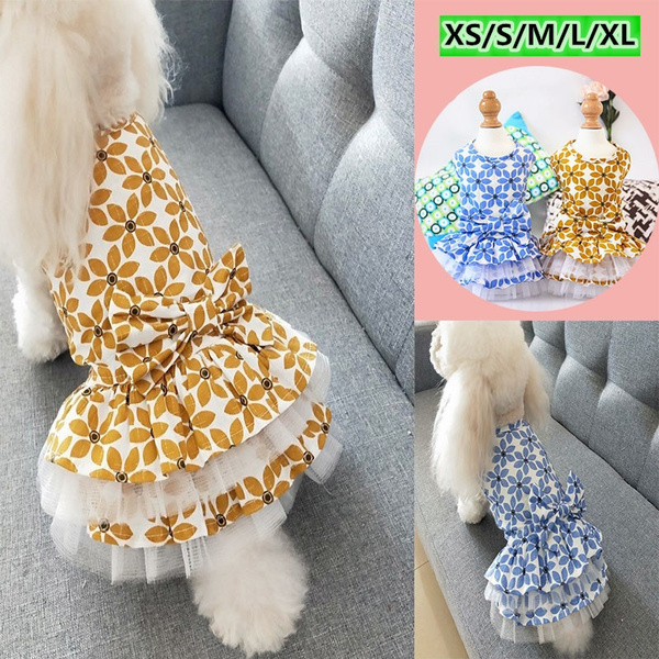 Small Dog Princess Dress Spring Summer Pet Puppy Clothes Skirt for teddy HV 