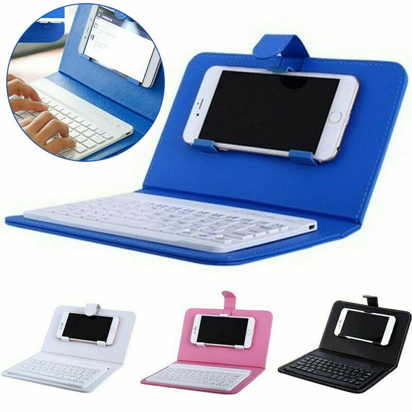 Portable Mini Wireless Bluetooth Keyboard with Leather Case for Smartphone